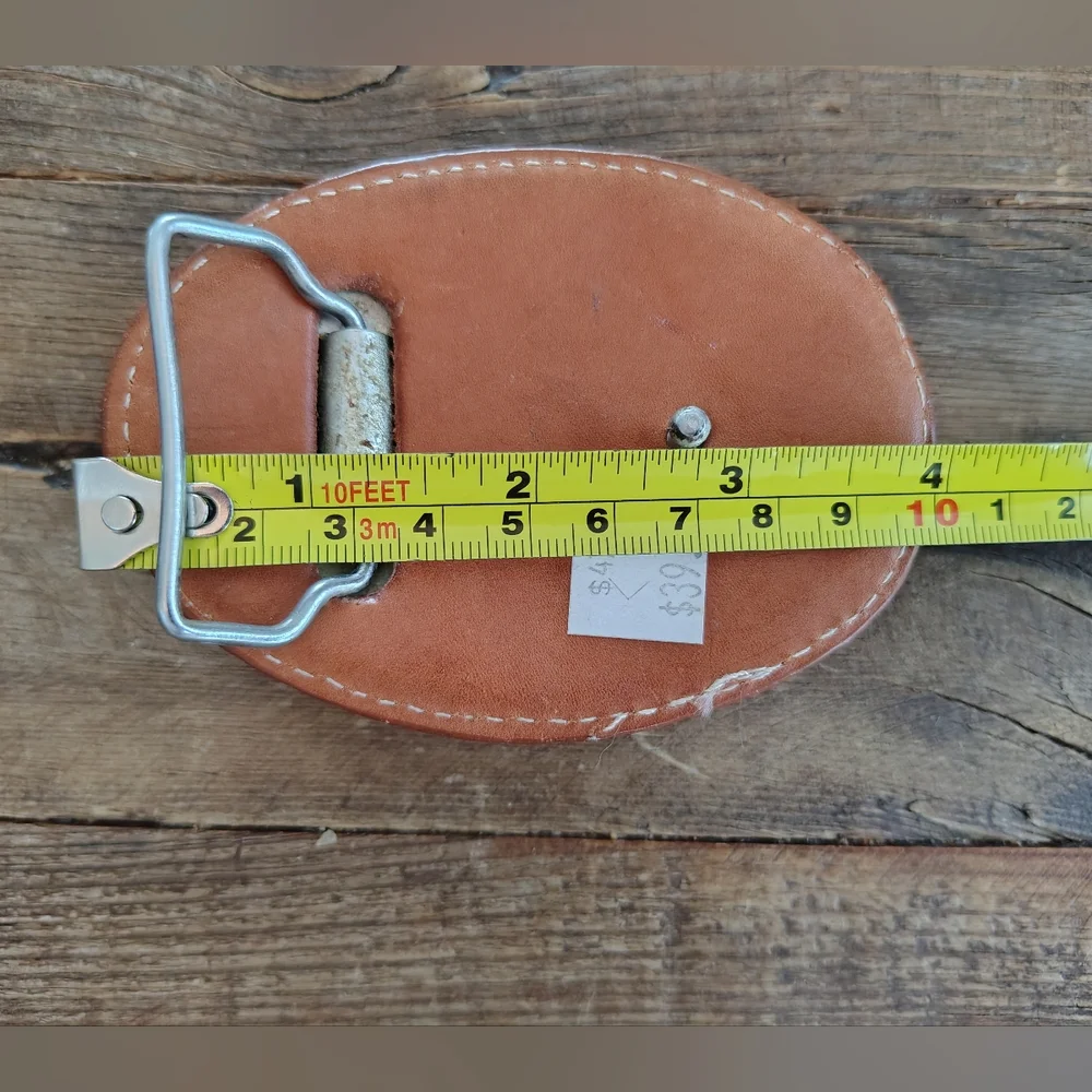 Western Leather Covered Belt Buckle 4x3